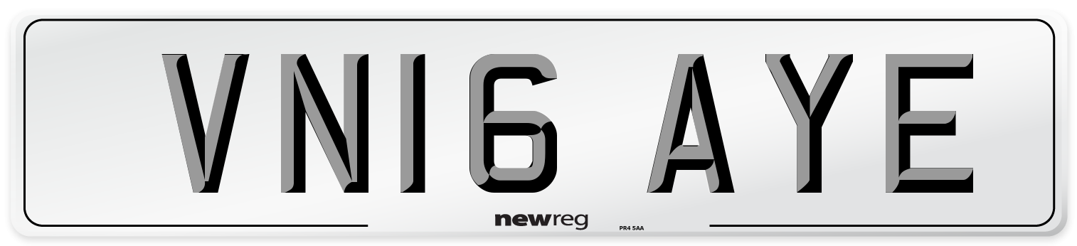 VN16 AYE Number Plate from New Reg